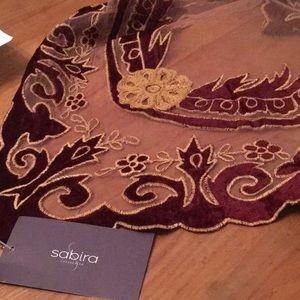 Magnificent table runner Hand embroidered w/velvet